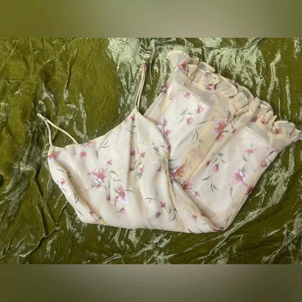 My Michelle Floral Flower yellow summer milk made dress cottage core ruffle - Picture 3 of 11